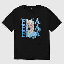 Футболка оверсайз мужская Эльза Холодное сердце, цвет: черный