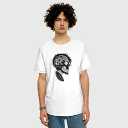 Футболка оверсайз мужская Punks skulls, цвет: белый — фото 2