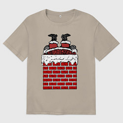 Футболка оверсайз мужская Рождество отменяется, цвет: миндальный