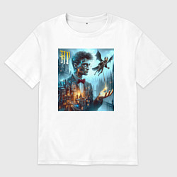 Футболка оверсайз мужская Harry Potter wizard - cyberpunk, цвет: белый