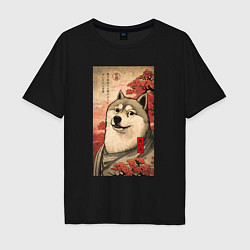 Футболка оверсайз мужская Doge meme - japan style, цвет: черный