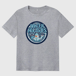 Футболка оверсайз мужская Снежные зимние каникулы, цвет: меланж