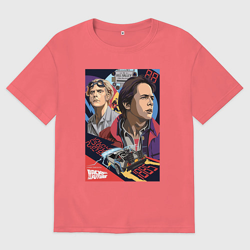 Мужская футболка оверсайз Marty and doc / Коралловый – фото 1