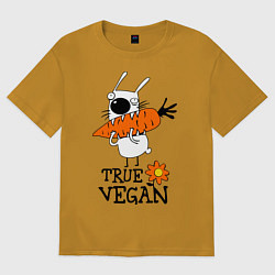 Футболка оверсайз мужская True vegan (истинный веган), цвет: горчичный