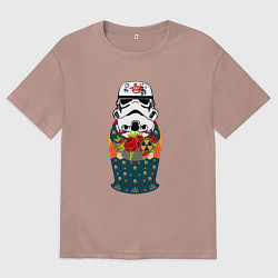 Футболка оверсайз мужская Имперская матрёшка, цвет: пыльно-розовый