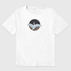 Футболка оверсайз мужская Лебедь расправил крылья, цвет: белый