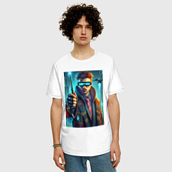 Футболка оверсайз мужская Повзрослевший Гарри Поттер - нейроарт, цвет: белый — фото 2