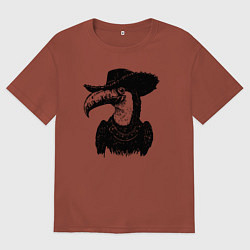 Футболка оверсайз мужская Тукан ковбой, цвет: кирпичный