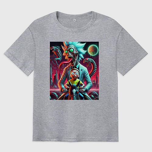 Мужская футболка оверсайз Кошмарный сон Морти - нейроарт / Меланж – фото 1