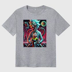 Футболка оверсайз мужская Кошмарный сон Морти - нейроарт, цвет: меланж