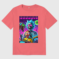 Футболка оверсайз мужская Rick and Morty - racing esports, цвет: коралловый