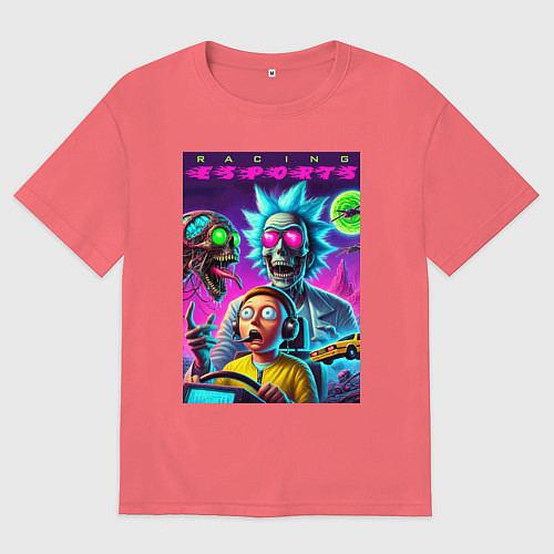 Мужская футболка оверсайз Rick and Morty - racing esports / Коралловый – фото 1