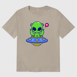 Футболка оверсайз мужская Love alien, цвет: миндальный
