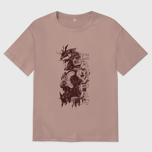 Мужская футболка оверсайз Кибернетический самурай / Пыльно-розовый – фото 1