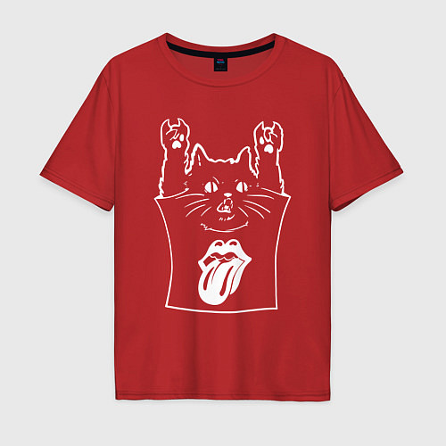 Мужская футболка оверсайз Rolling Stones - cat rock / Красный – фото 1