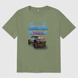 Футболка оверсайз мужская Монстр-трак, цвет: авокадо