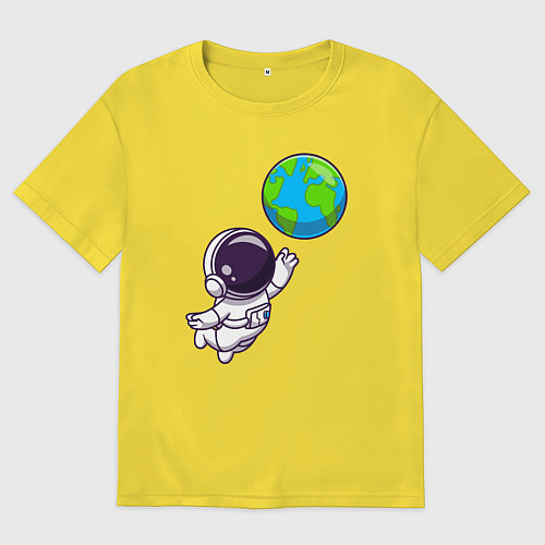 Мужская футболка оверсайз Прикосновение планеты / Желтый – фото 1