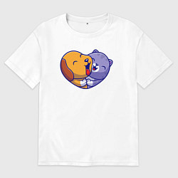 Футболка оверсайз мужская Dog cat love, цвет: белый