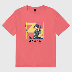 Футболка оверсайз мужская Асаба Харумаса - Zenless Zone Zero, цвет: коралловый