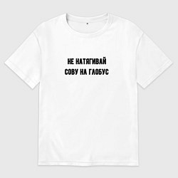 Футболка оверсайз мужская Не натягивай сову на глобус, цвет: белый