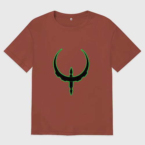 Мужская футболка оверсайз Чёрно-зелёный знак quake / Кирпичный – фото 1