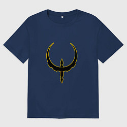 Футболка оверсайз мужская Чёрно-жёлтый знак quake, цвет: тёмно-синий