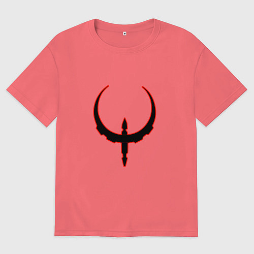 Мужская футболка оверсайз Чёрно-красный знак quake / Коралловый – фото 1