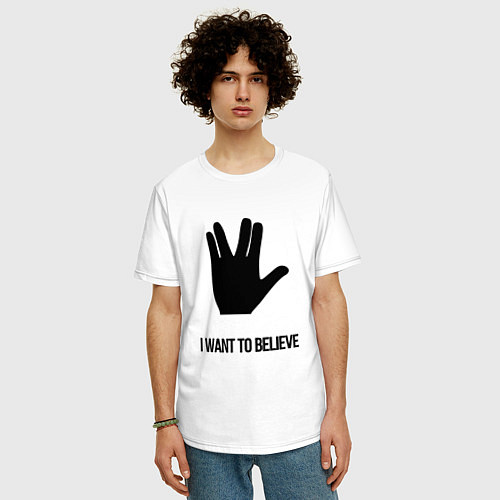 Мужская футболка оверсайз Вулканский салют / Белый – фото 3