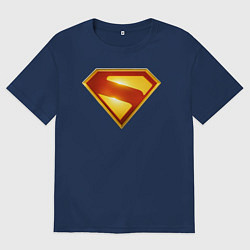 Футболка оверсайз мужская Супермен Джеймса Ганна лого, цвет: тёмно-синий