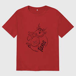 Футболка оверсайз мужская Телец зодиак, цвет: красный