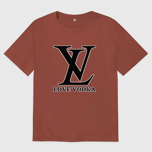 Мужская футболка оверсайз Love vodka / Кирпичный – фото 1