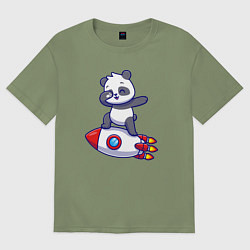 Футболка оверсайз мужская Rocket panda, цвет: авокадо