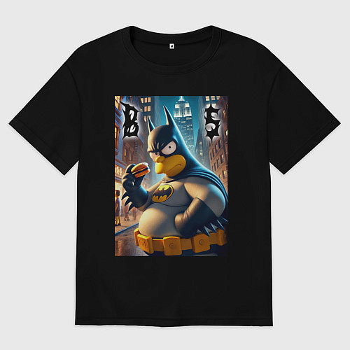 Мужская футболка оверсайз Batsimpson - ai art fantasy / Черный – фото 1