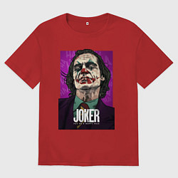 Футболка оверсайз мужская Хоакин феникс - джокер, цвет: красный