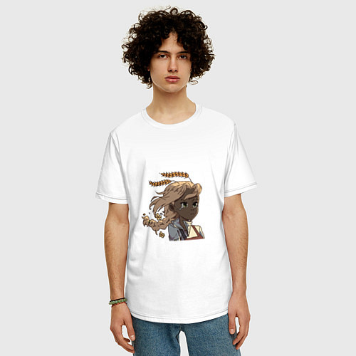 Мужская футболка оверсайз Грустный колосок / Белый – фото 3