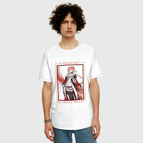 Мужская футболка оверсайз Changli Eternal Blaze / Белый – фото 3