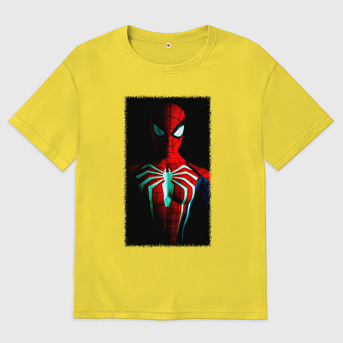 Мужская футболка оверсайз Новый человек паук в темноте / Желтый – фото 1