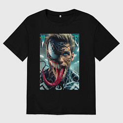 Футболка оверсайз мужская Venom and Eddie - ai art fantasy, цвет: черный