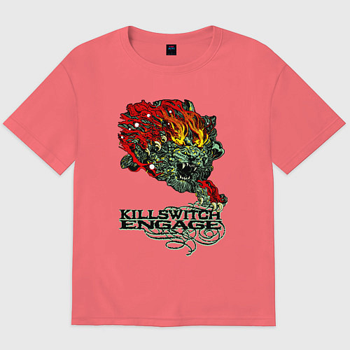 Мужская футболка оверсайз Грифон killswitch engage / Коралловый – фото 1