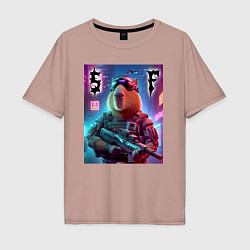 Футболка оверсайз мужская Capybara soldier - special forces, цвет: пыльно-розовый
