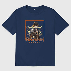 Футболка оверсайз мужская Архонт Чжун Ли, цвет: тёмно-синий