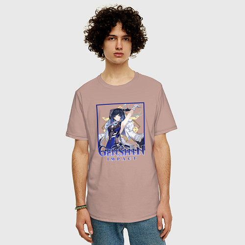 Мужская футболка оверсайз Е Лань / Пыльно-розовый – фото 3