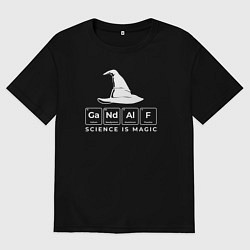 Футболка оверсайз мужская Gendalf science is magic, цвет: черный