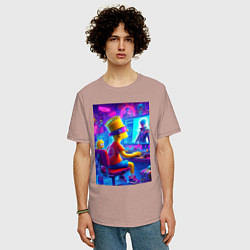 Футболка оверсайз мужская Барт и Мэгги выбирают персонажа, цвет: пыльно-розовый — фото 2