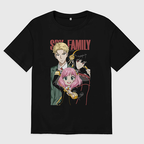 Мужская футболка оверсайз Семья шпиона аниме / Черный – фото 1