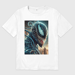 Футболка оверсайз мужская Веном в профиль - нейроарт фантазия, цвет: белый