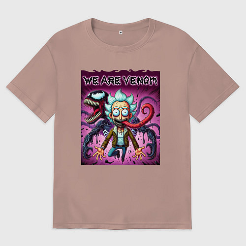 Мужская футболка оверсайз Venom possessed Rick / Пыльно-розовый – фото 1