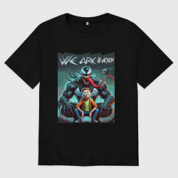 Футболка оверсайз мужская Веном присматривается к Морти - нейроарт фантазия, цвет: черный