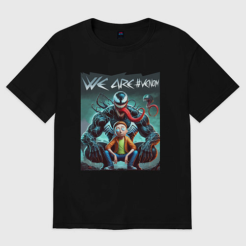 Мужская футболка оверсайз Веном присматривается к Морти - нейроарт фантазия / Черный – фото 1