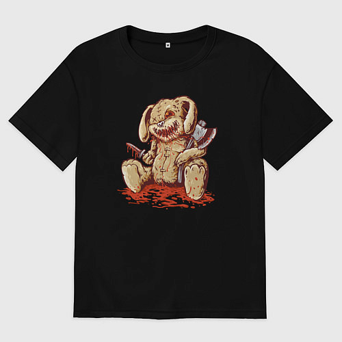 Мужская футболка оверсайз Зайчик киллер / Черный – фото 1